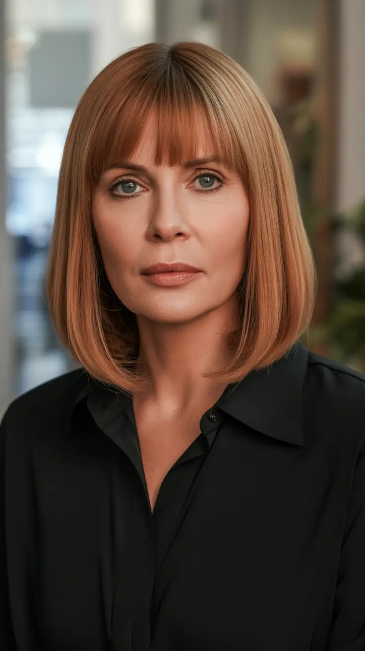 Trendy haircuts for women over 40 2026 Classic Bob With Bangs