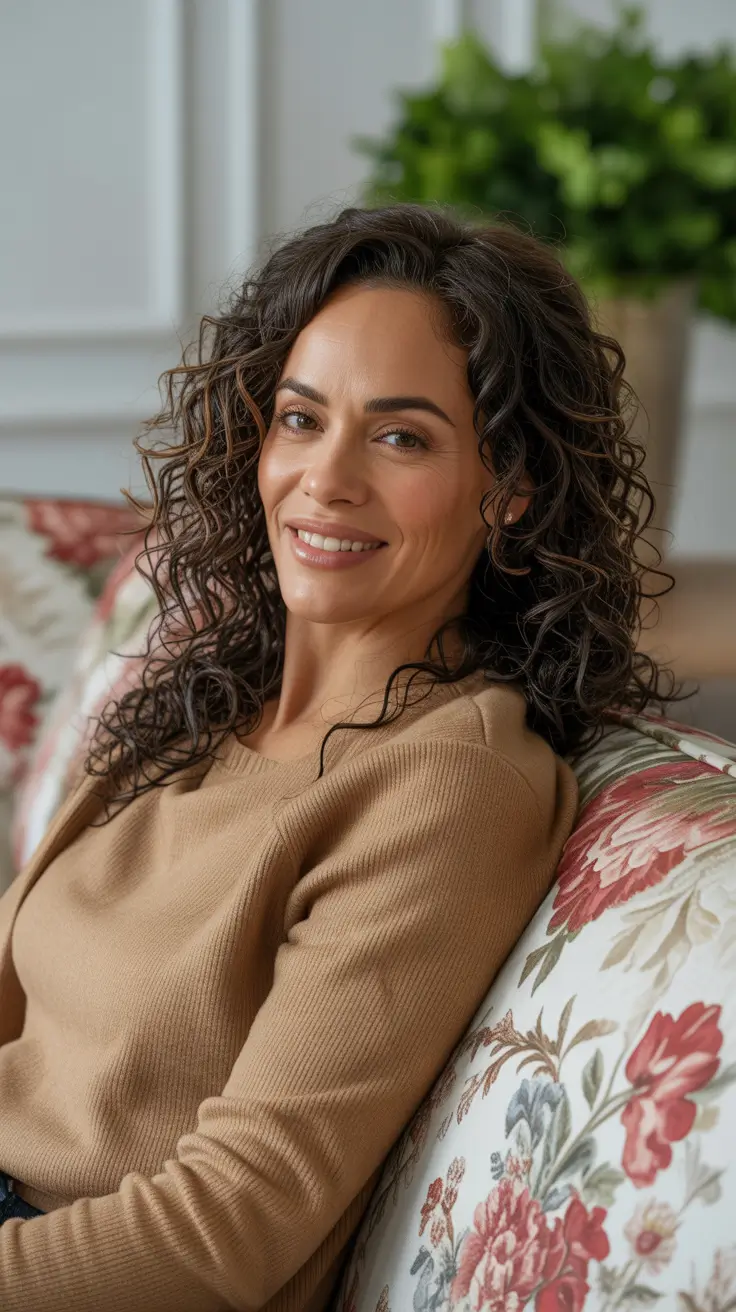 Trendy haircuts for women over 40 2026 Curly Mid Length