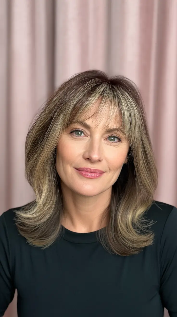 Trendy haircuts for women over 40 2026 Layered Shag Bangs