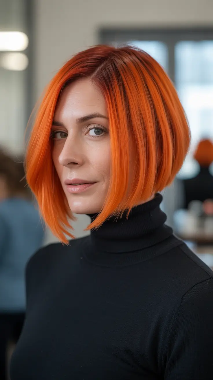 Trendy haircuts for women over 40 2026 Edgy Copper Bob