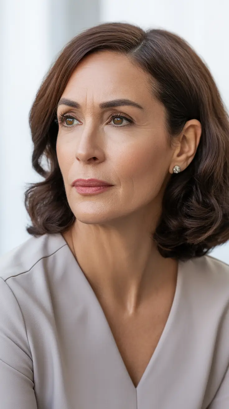 Trendy haircuts for women over 50 2026 Structured Medium Curls With Subtle Volume