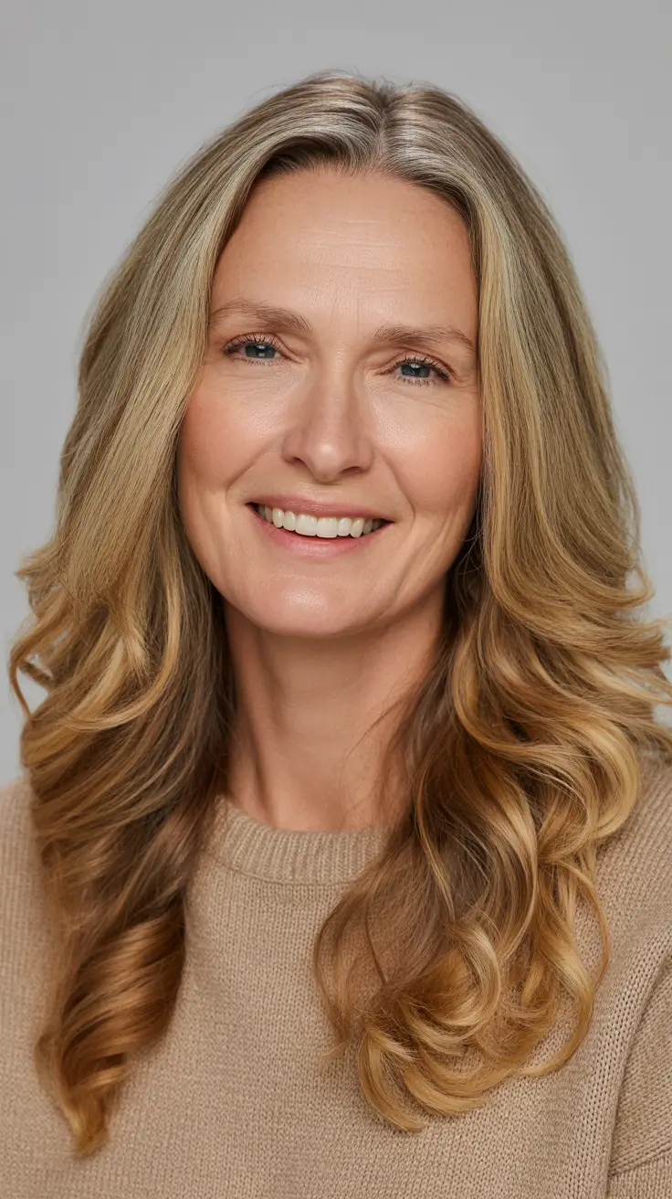 Trendy haircuts for women over 50 2026 Golden Layered Curls With Natural Warmth