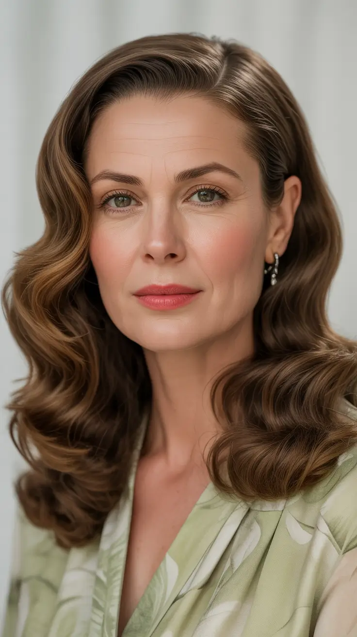 Trendy haircuts for women over 50 2026 Glamorous Retro Waves With Modern Ease