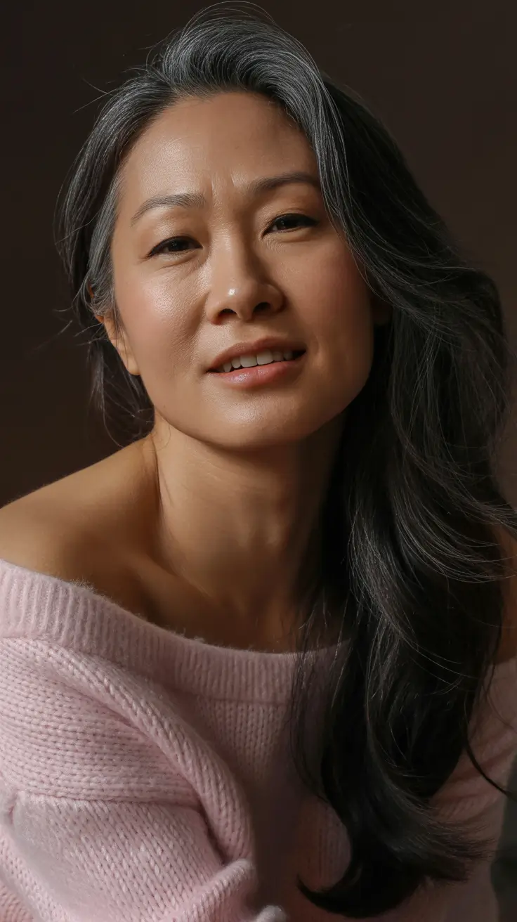 Trendy haircuts for women over 50 2026 Long Silver Shag With Soft Movement