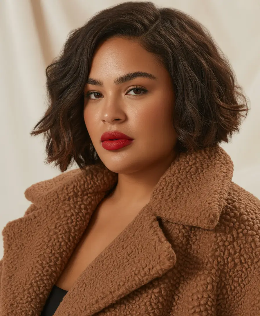 Trendy hairstyles for plus size women 2026 Soft Voluminous Bob With Side Part