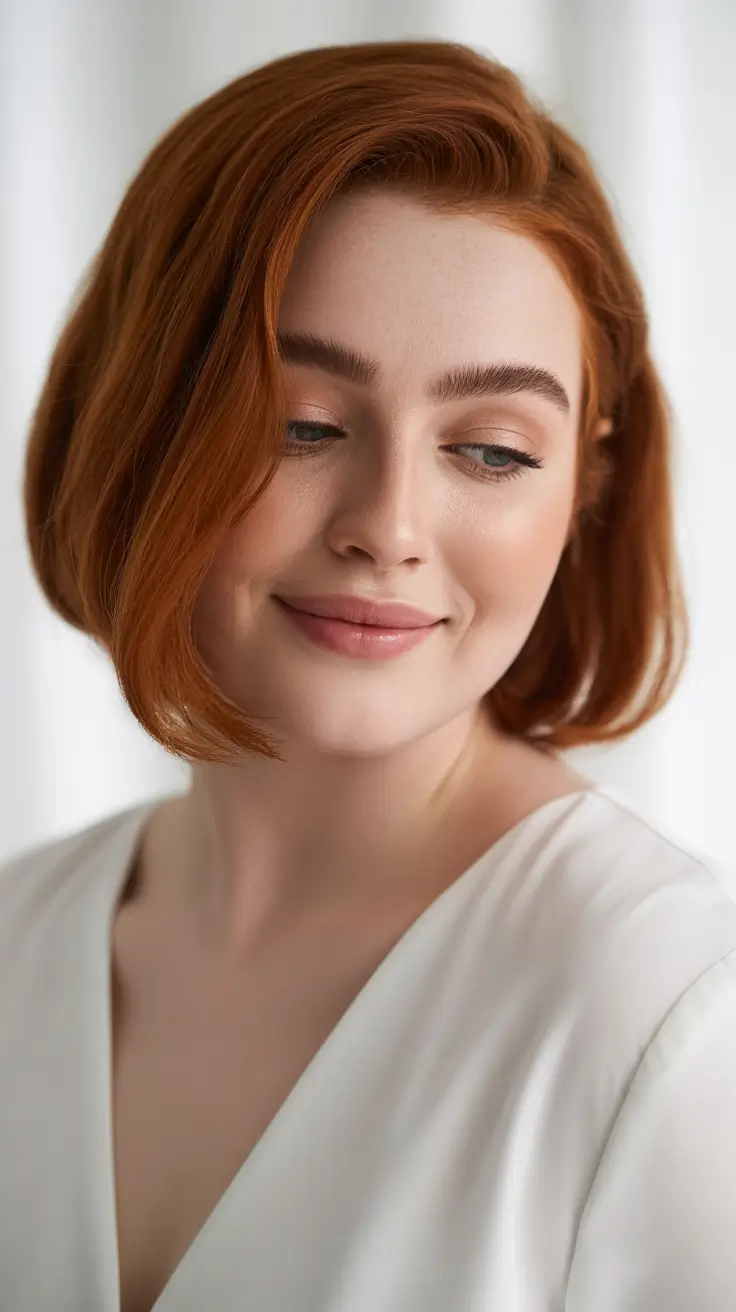 Trendy hairstyles for plus size women 2026 Rounded Ginger Bob With Subtle Volume