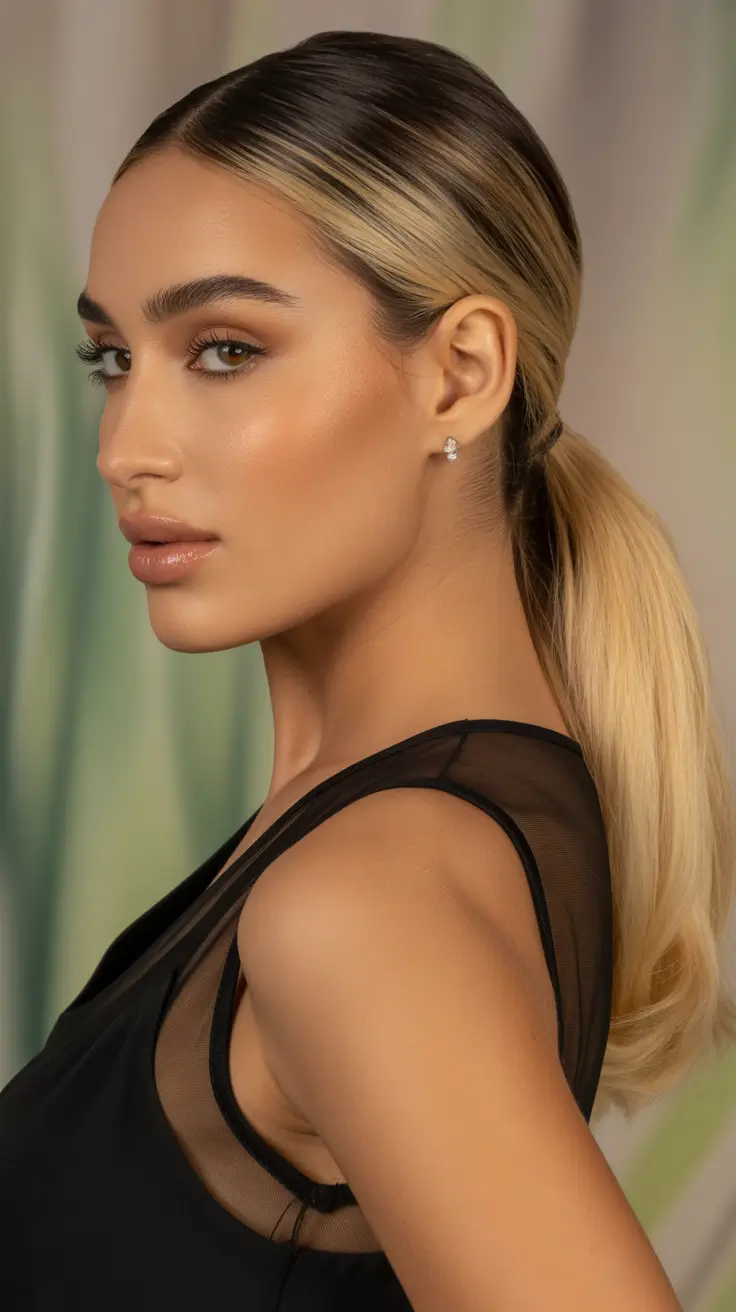 Trendy ponytail hairstyle ideas 2026 Polished Blonde Low Pony