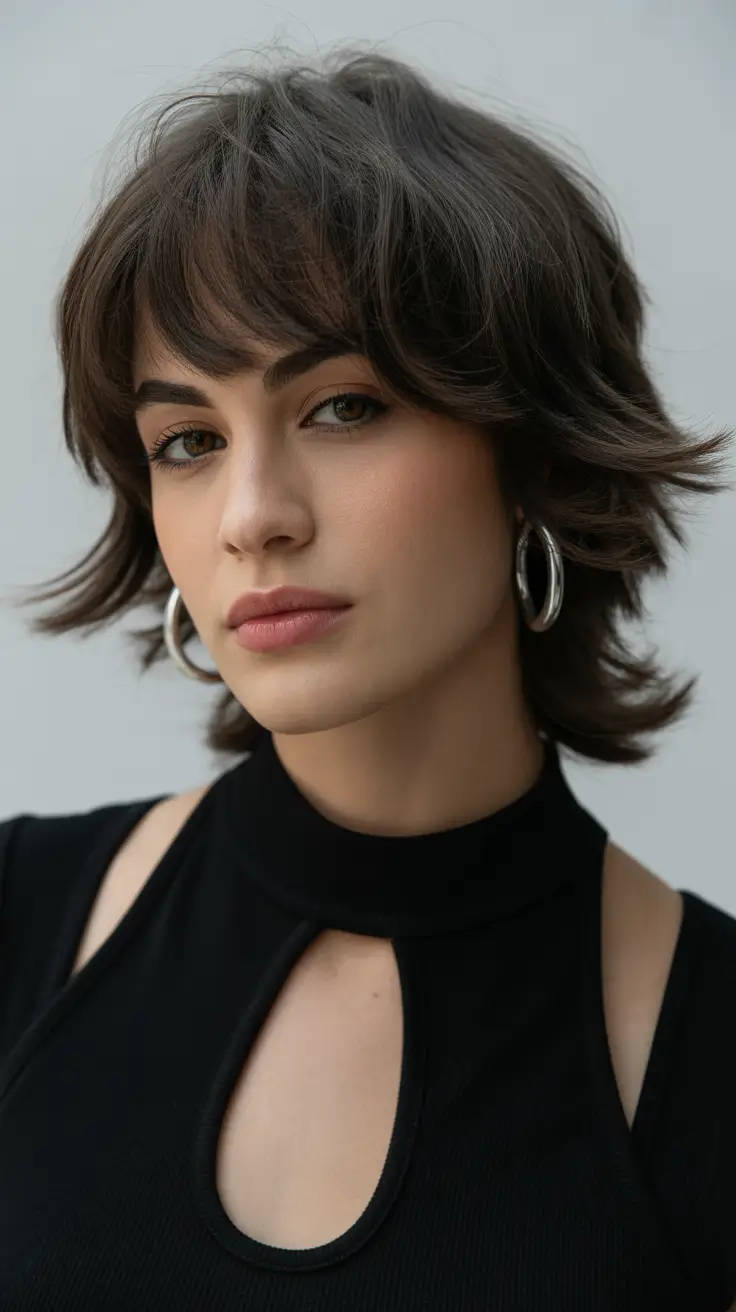 Trendy shag hairstyles 2026 Classic Mushroom Brown Shag With Soft Texture