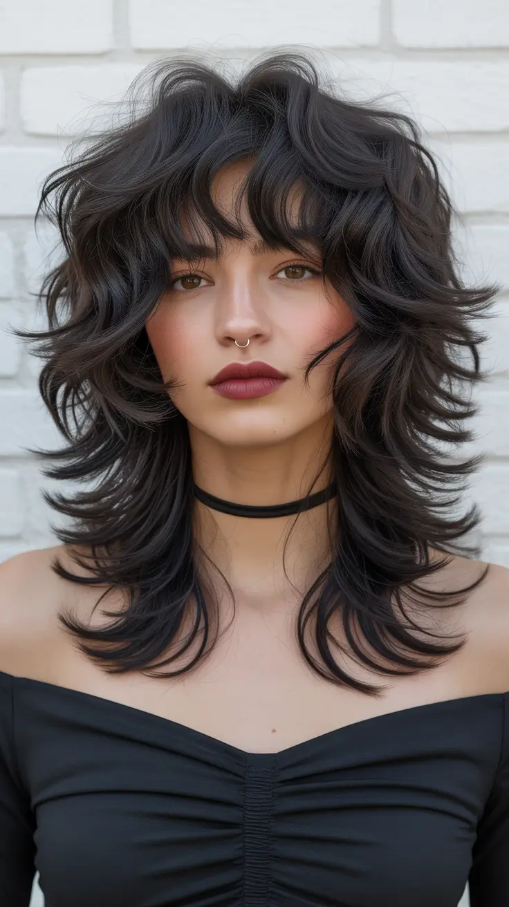 Trendy shag hairstyles 2026 Dark Mocha Shag With Dramatic Shape