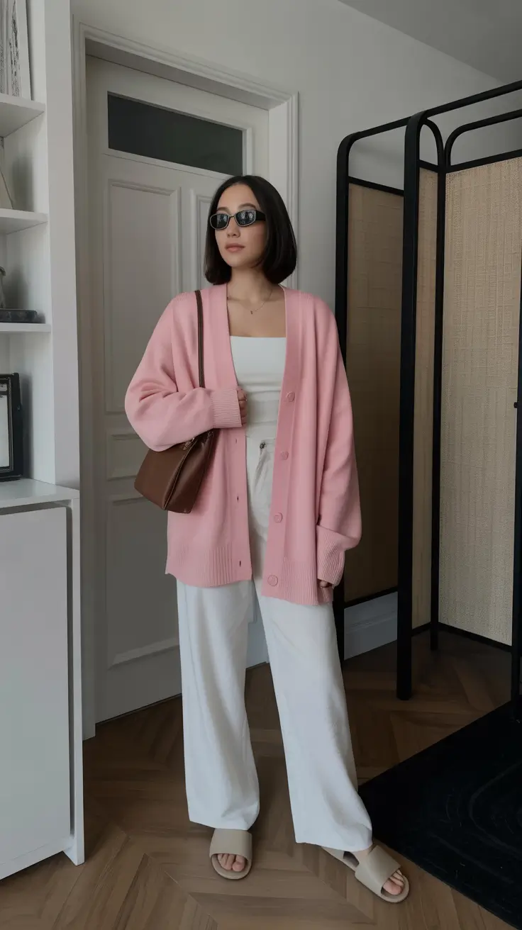 best spring casual work outfits 2026 Soft Pink Layers for Easy Spring Mornings