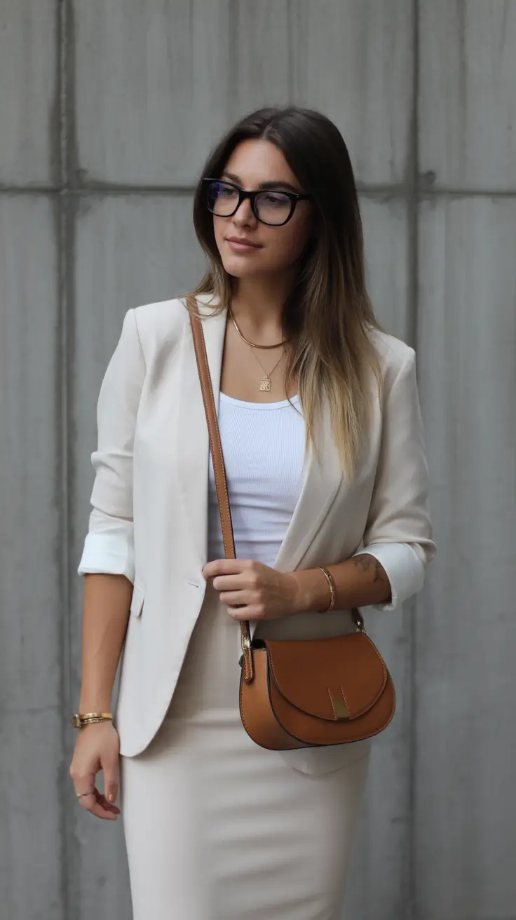 best spring casual work outfits 2026 Neutral Blazer Elegance for Clean Minimal Spring Style