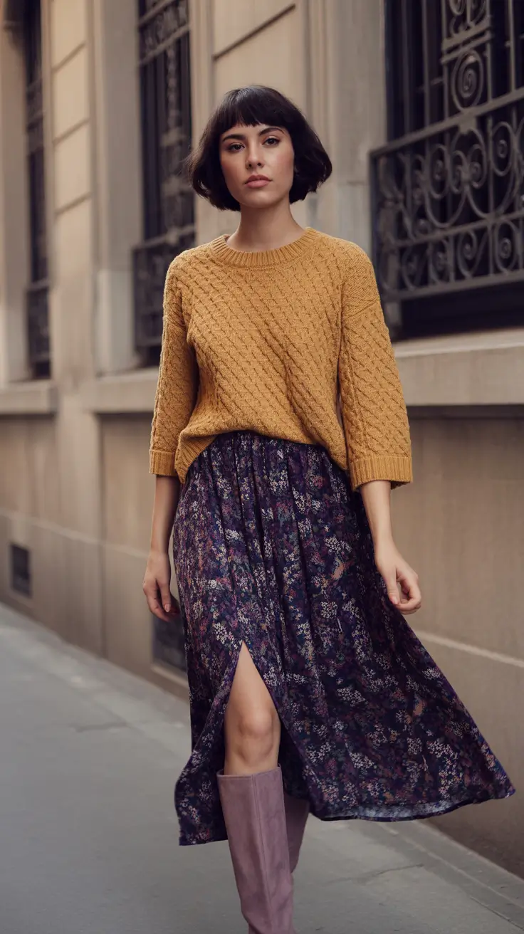 bohemian spring skirt outfits 2026 City-Strolling Florals With Subtle Drama
