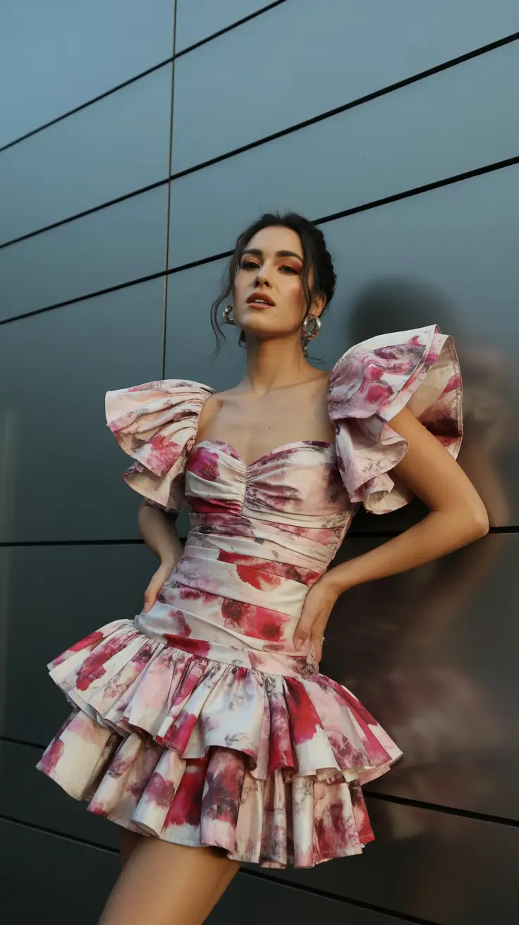 spring birthday outfits - Floral Ruffles With Couture Drama