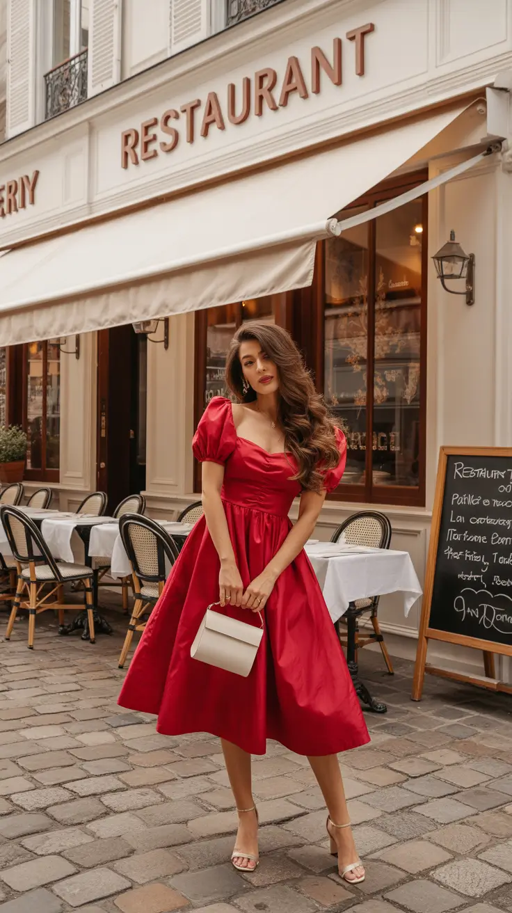 spring birthday outfits - Cherry-Red Romance in the City