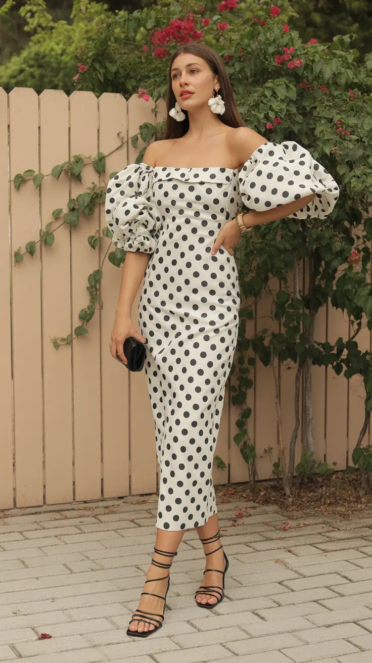 spring birthday outfits - Polka-Dot Drama With Vintage Flair