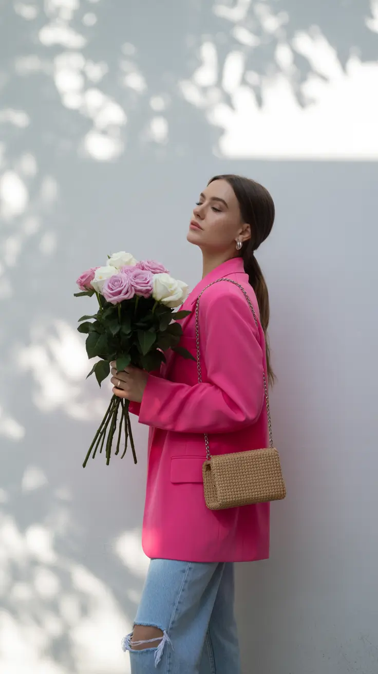 spring birthday outfits - Bold Pink Blazer Energy