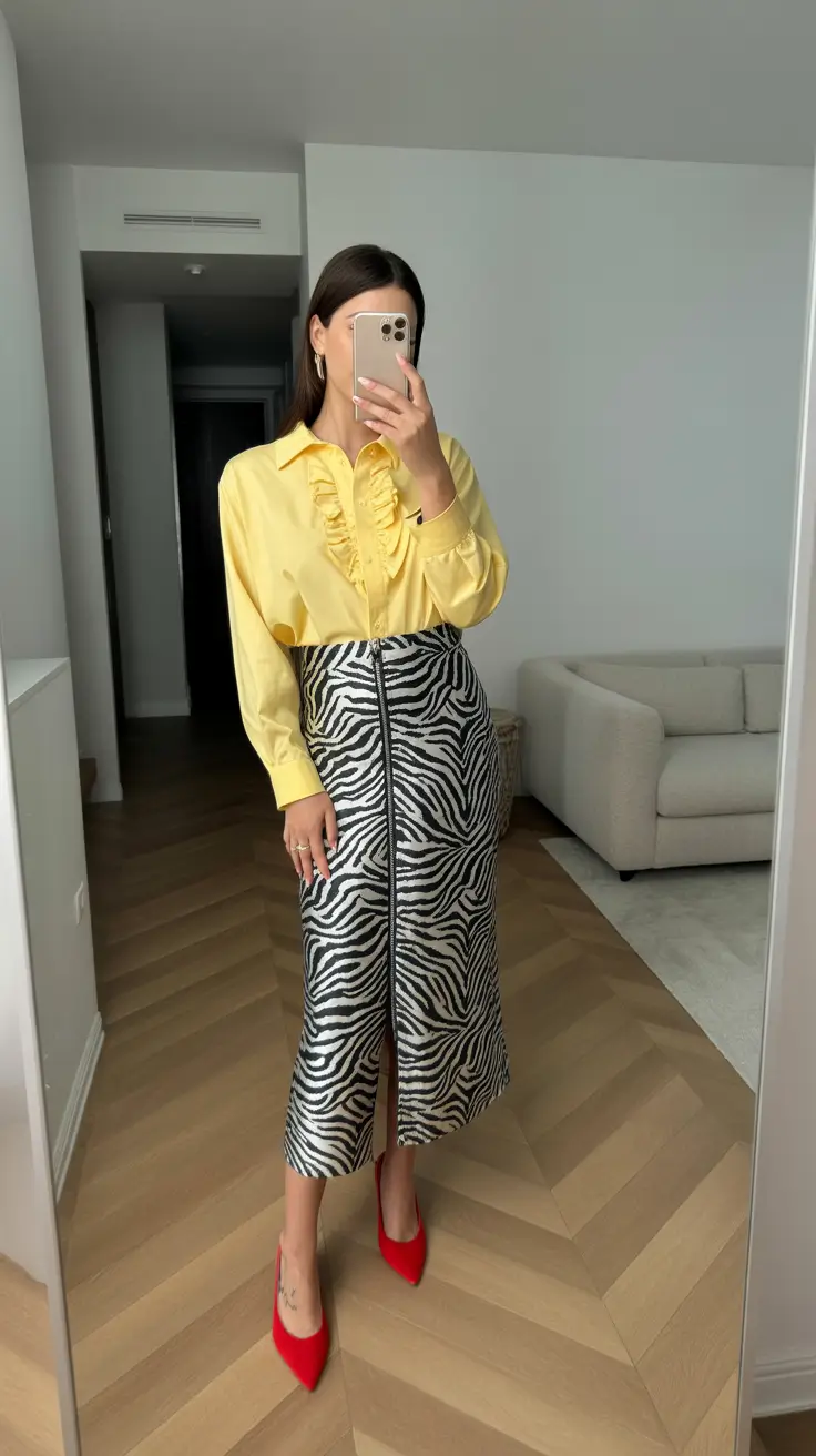 casual spring outfits for women over 30 2026 Bold Prints and Sunshine Bright Layers