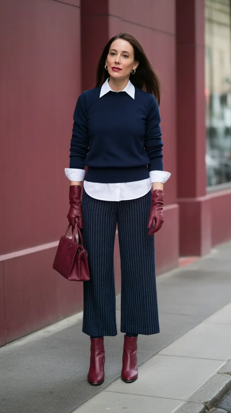 comfortable spring outfits for women over 40 2026 Structured Layers with Rich Accents