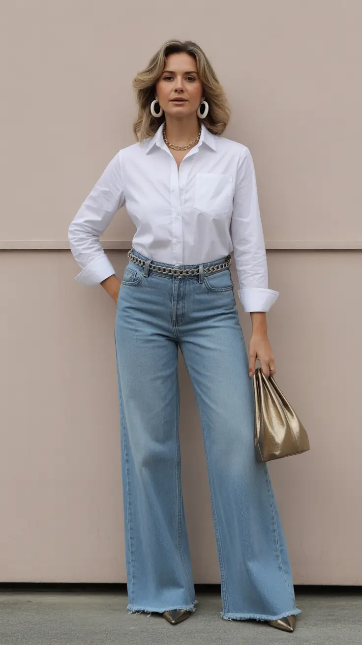 comfortable spring outfits for women over 40 2026 Crisp Spring Denim with Polished White Staples