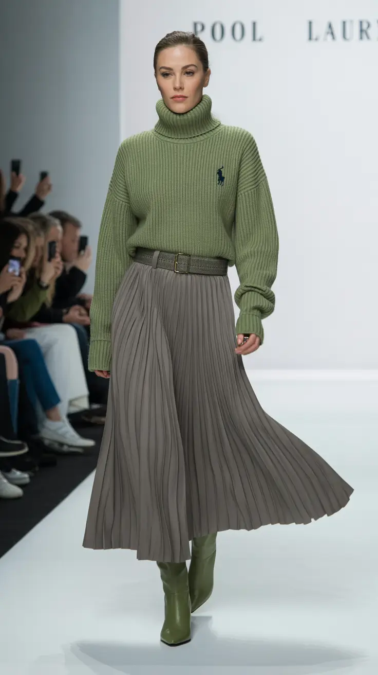 comfortable spring outfits for women over 40 2026 Runway-Inspired Soft Drama in Pleats and Knitwear