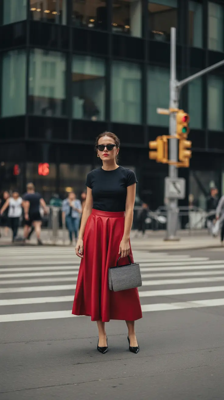 cozy midsize spring outfits 2026 Timeless Black & Red for Spring City Moments