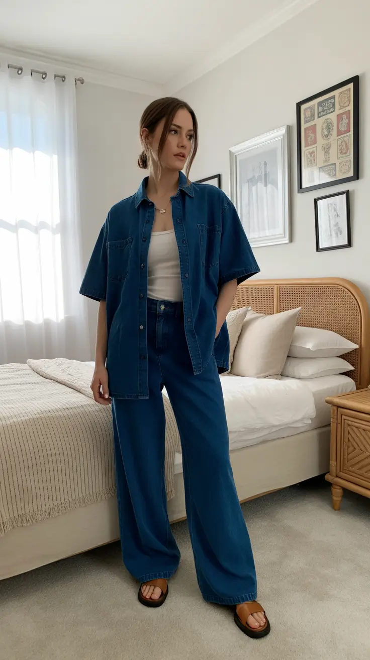cozy midsize spring outfits 2026 Denim on Denim With Clean Minimal Energy