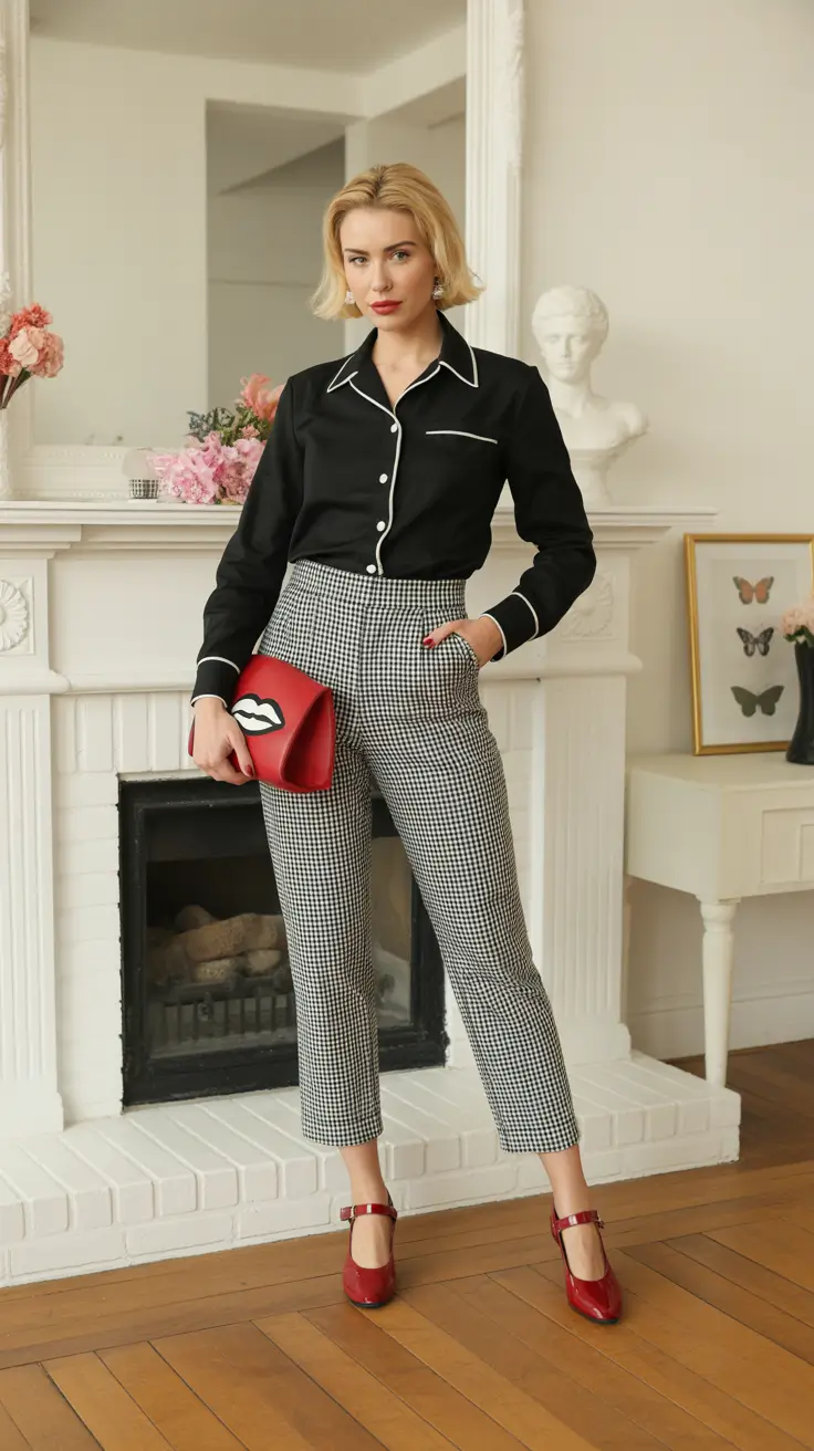 cozy spring wardrobe additions 2026 Retro Checks and Red Accents for Clear Spring Confidence