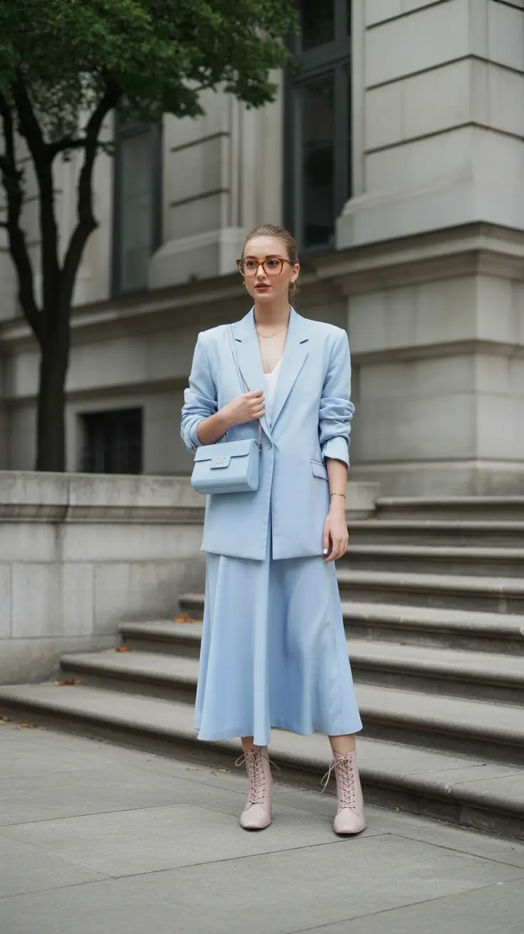 cozy spring wardrobe additions 2026 Powder Blue Elegance for Spring Wardrobe Staples