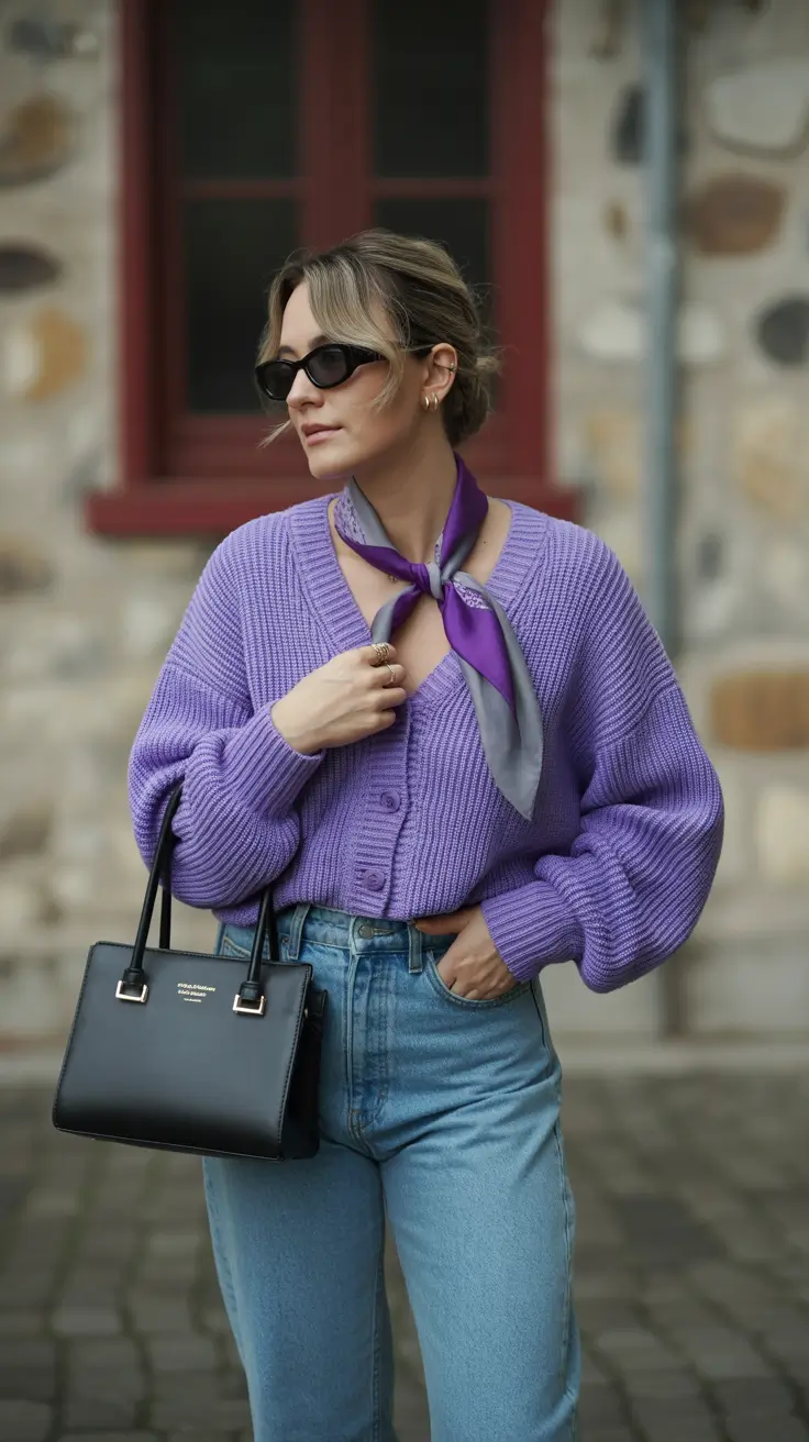 cute cardigan spring outfits 2026 Soft Lavender Confidence