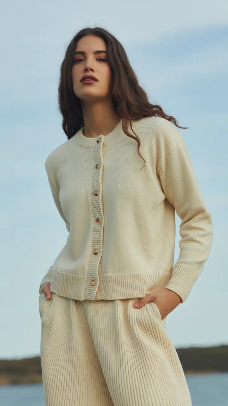 cute cardigan spring outfits 2026 Creamy Knit Serenity