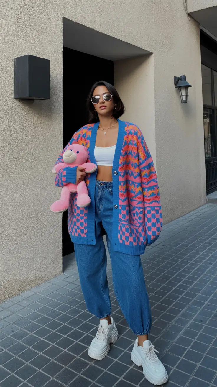 cute cardigan spring outfits 2026 Playful Color Clash Confidence