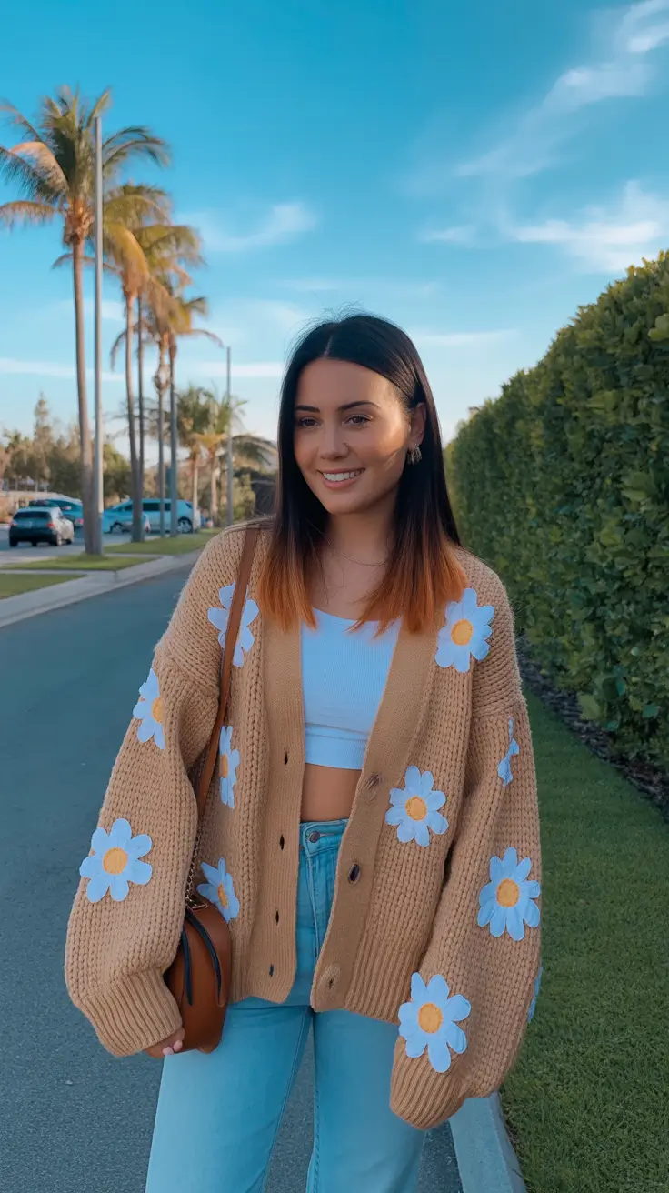 cute cardigan spring outfits 2026 Daisy-Soft Warmth