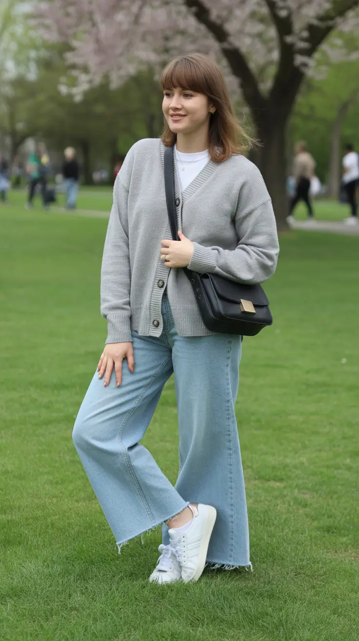 cute cardigan spring outfits 2026 Cool Gray Simplicity