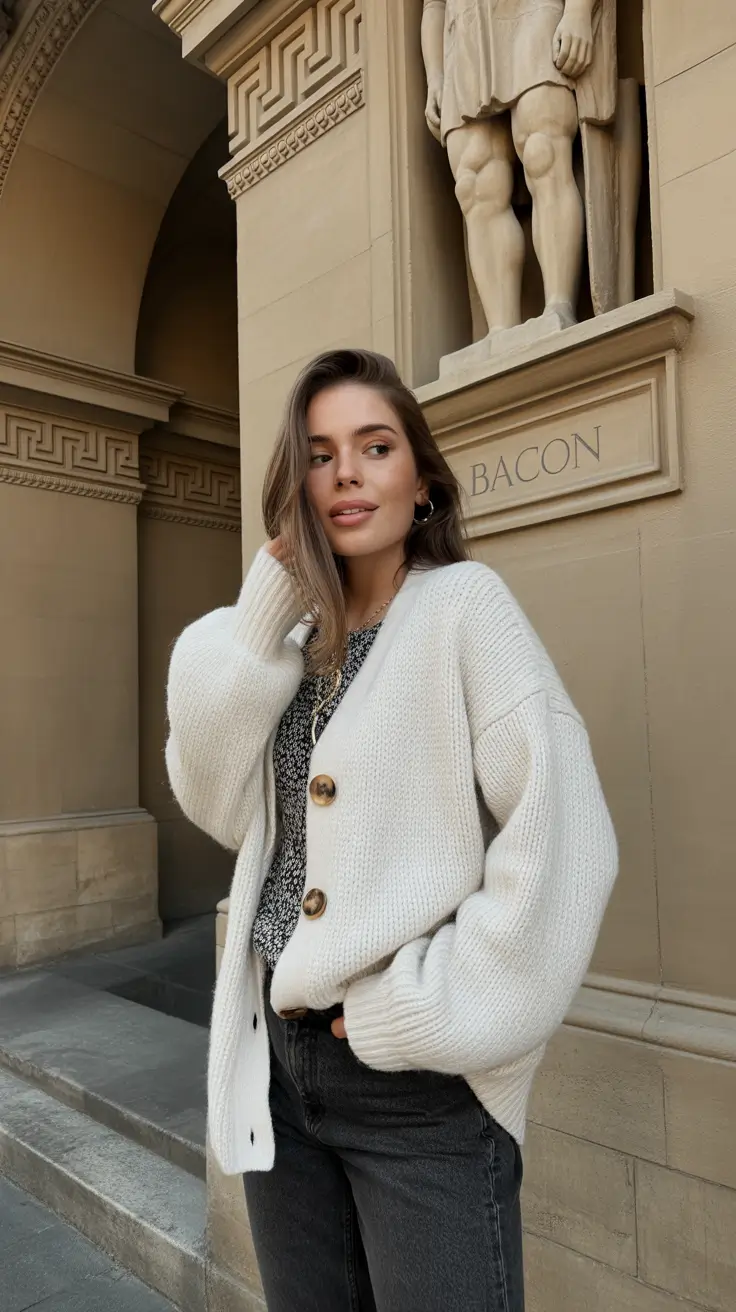 cute cardigan spring outfits 2026 Cozy Elegance in Clean Neutrals