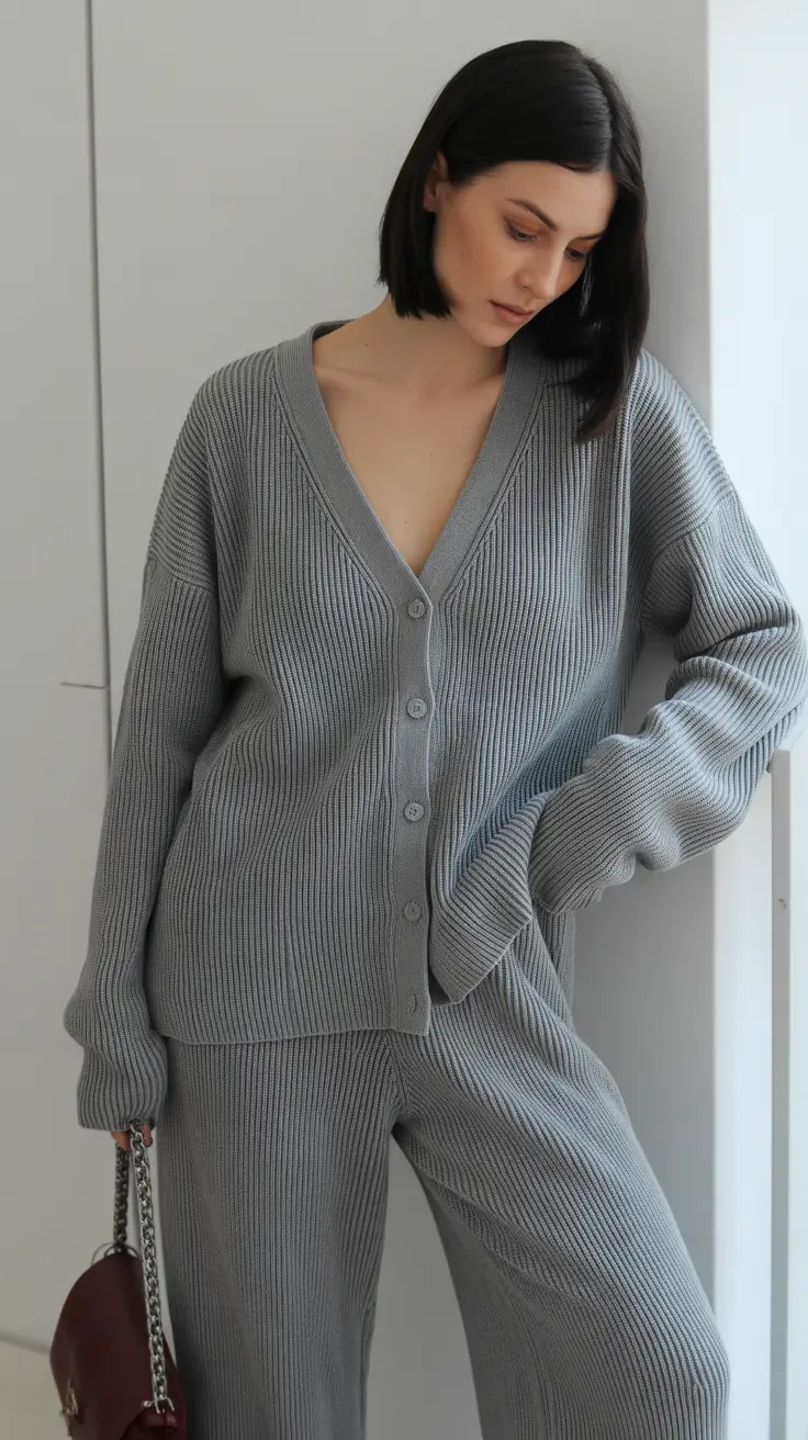 cute cardigan spring outfits 2026 Sleek Minimalism in Monochrome Gray