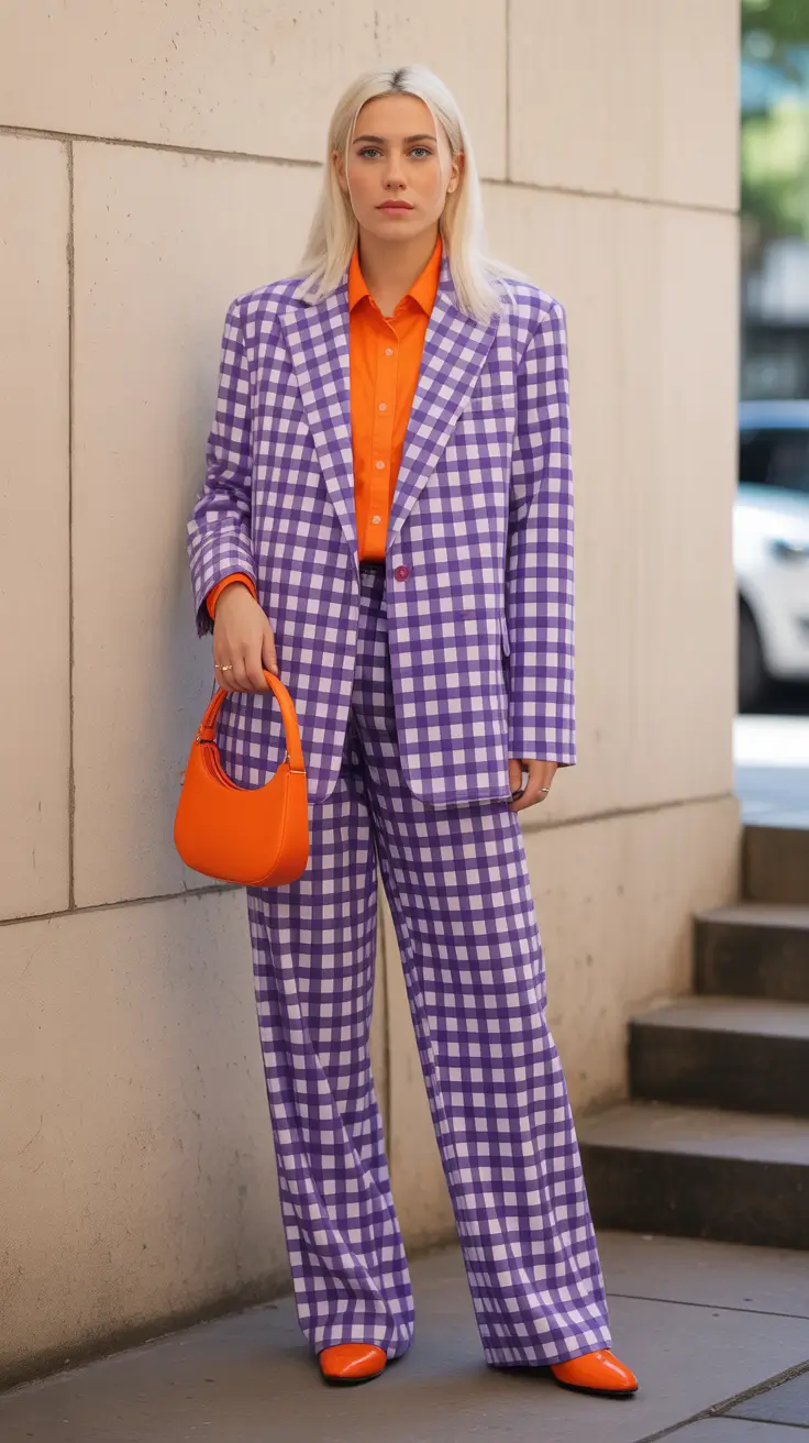 feminine spring workwear 2026 Playful Gingham Power Suit