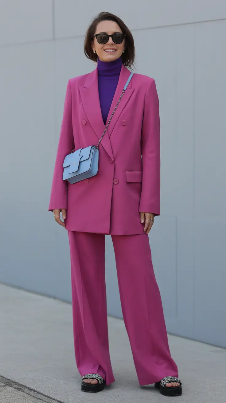 feminine spring workwear 2026 Bold Pink Tailoring With a Twist
