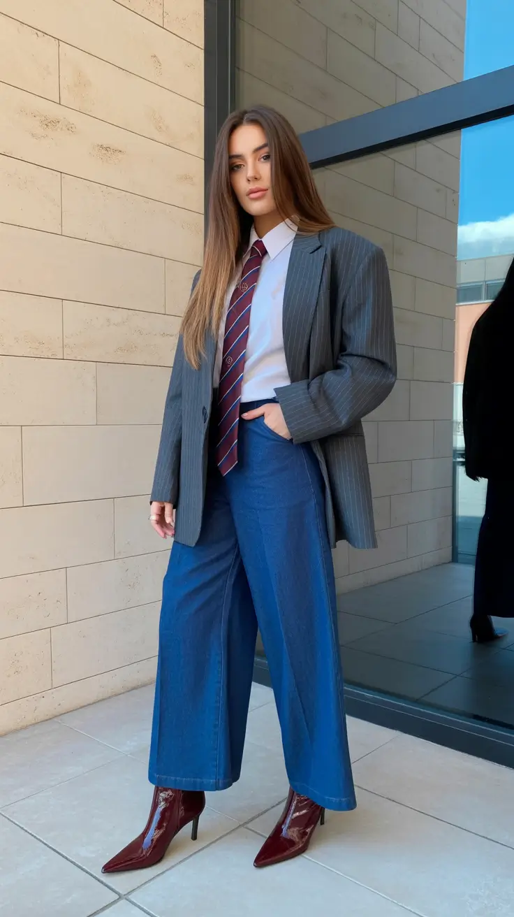feminine spring workwear 2026 Structured Shirting With Denim Ease