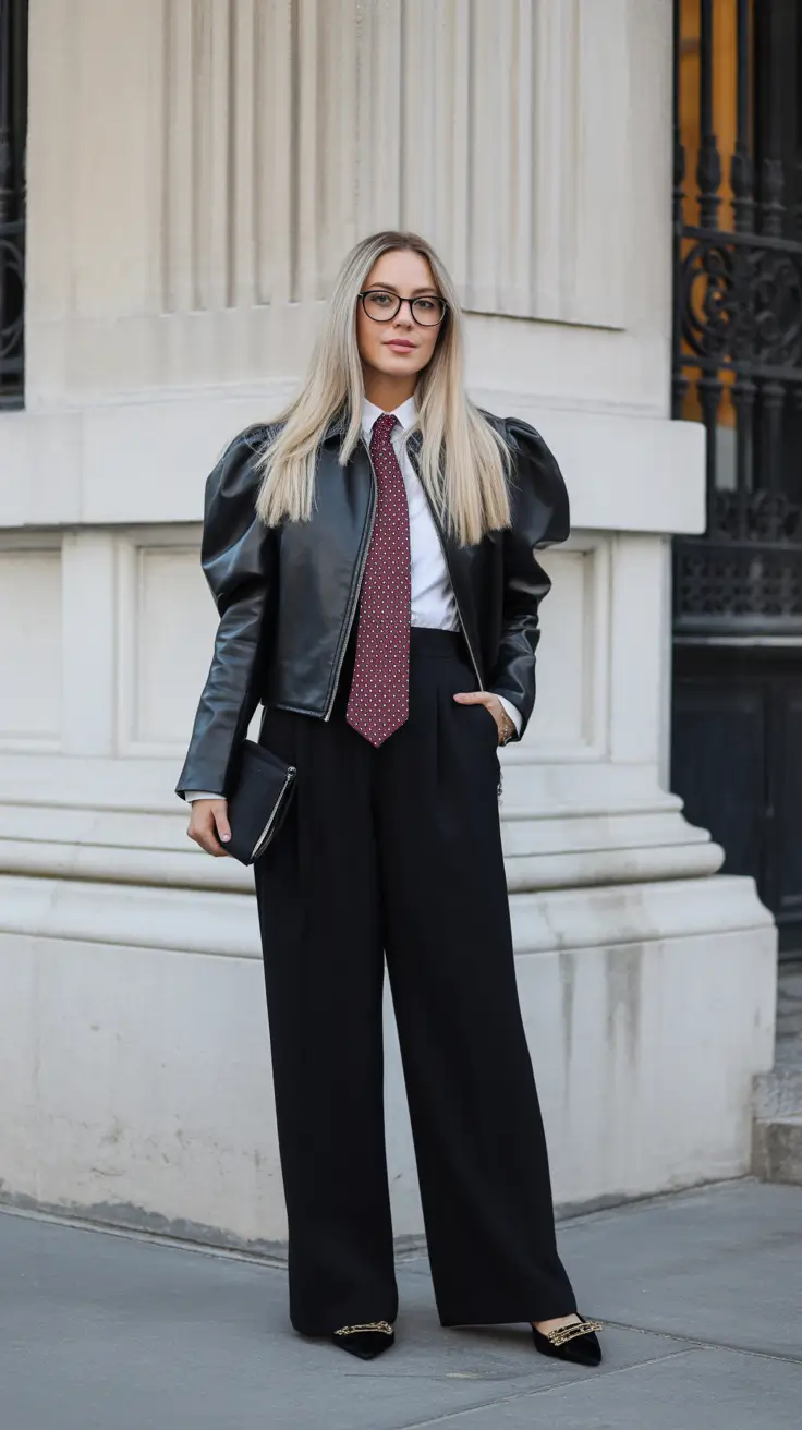 feminine spring workwear 2026 Black-on-Black With Elevated Drama