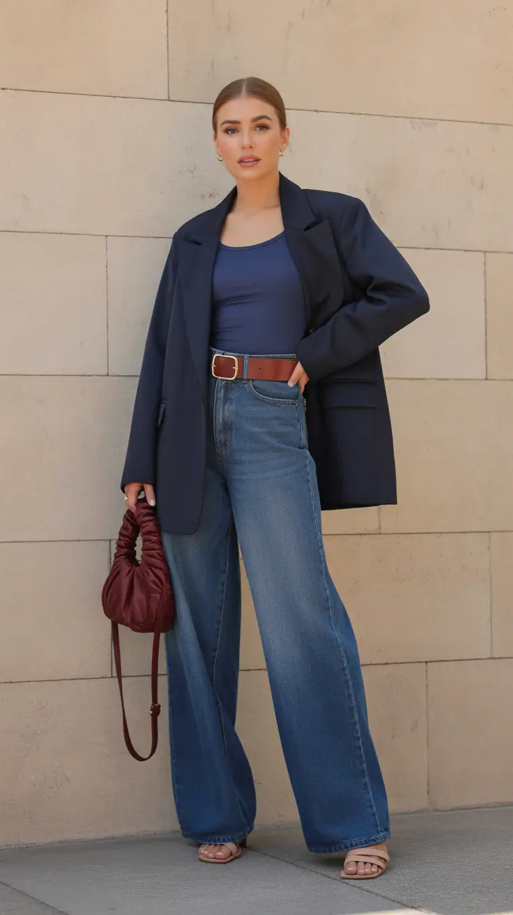 feminine spring workwear 2026 Denim Tailoring With Nautical Ease