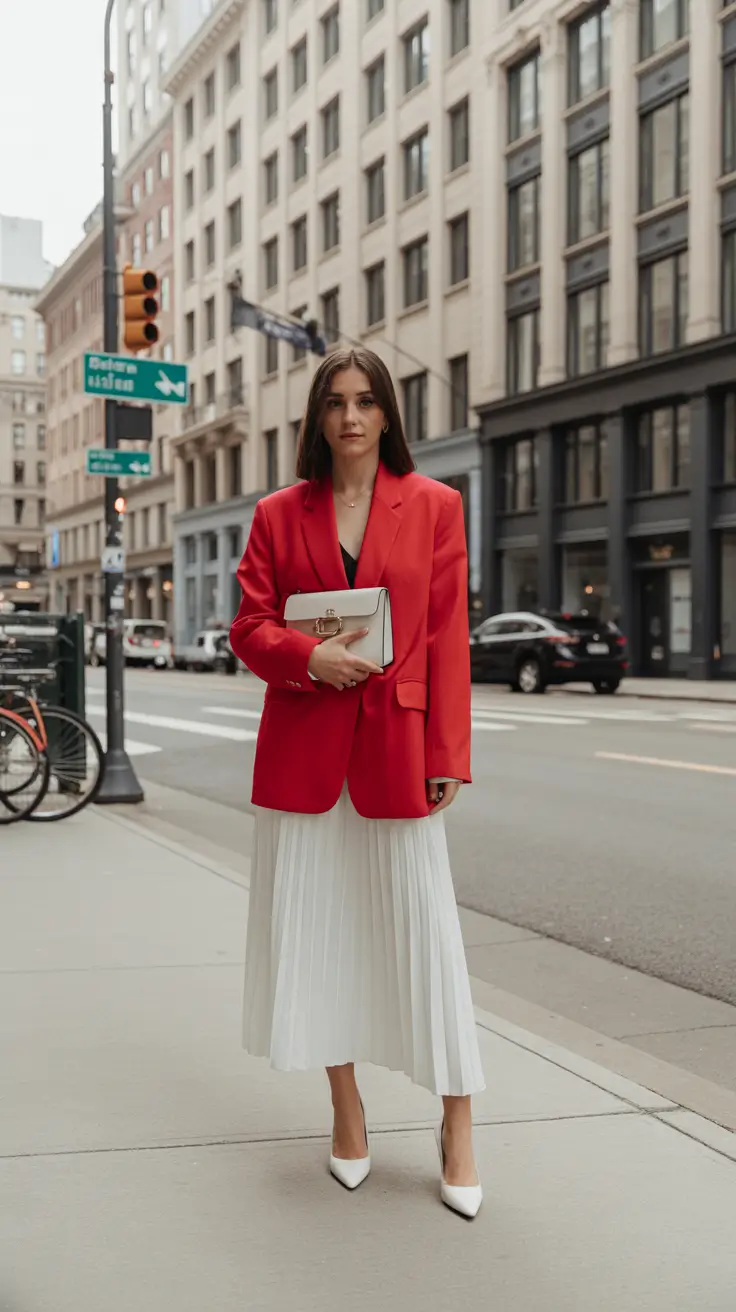 minimalist old money spring outfits 2026 City Reds and Architectural Pleats