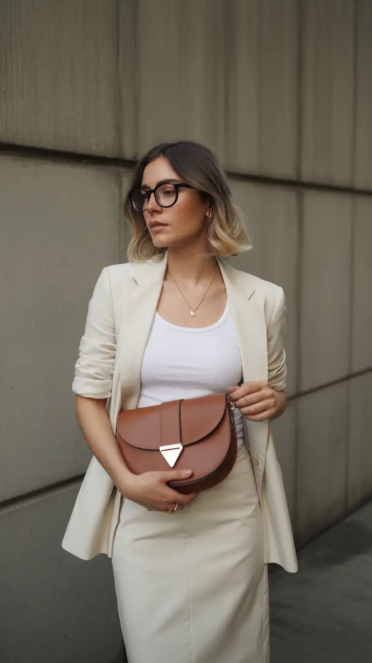 minimalist old money spring outfits 2026 Cream Tailoring and Modern Intellectual Chic