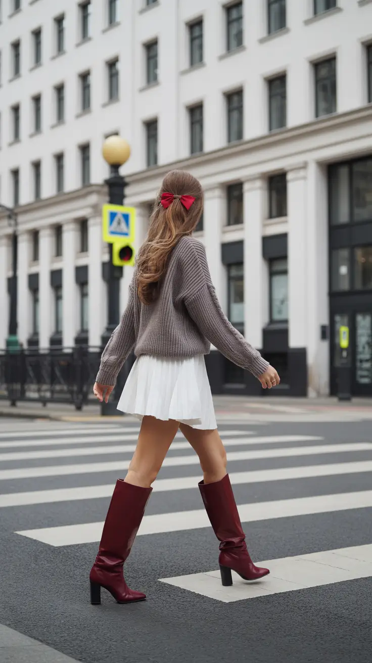modern early spring outfits 2026 Soft Knits and Bold Boots for Transitional Drama