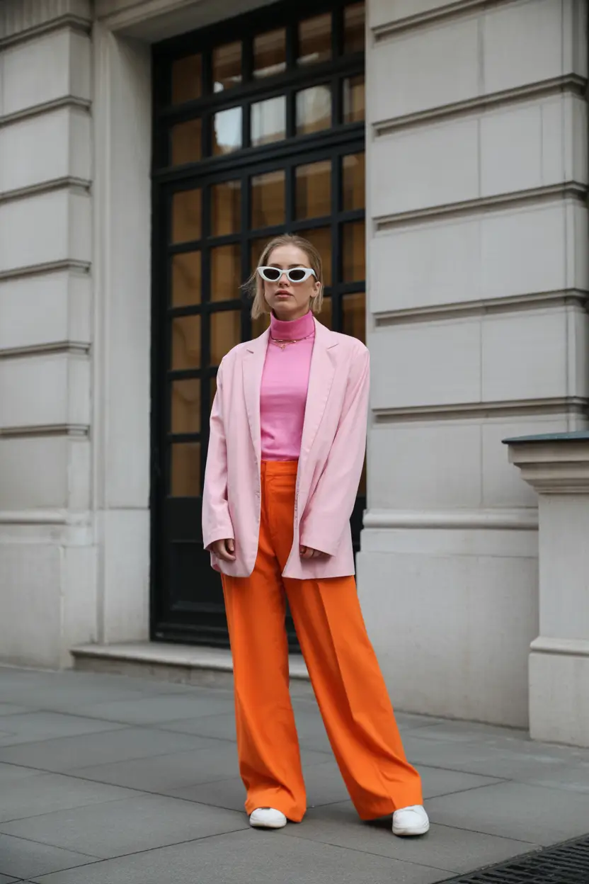 Modern spring office outfits 2026 Bold Color Blocking for the Modern Creative Office