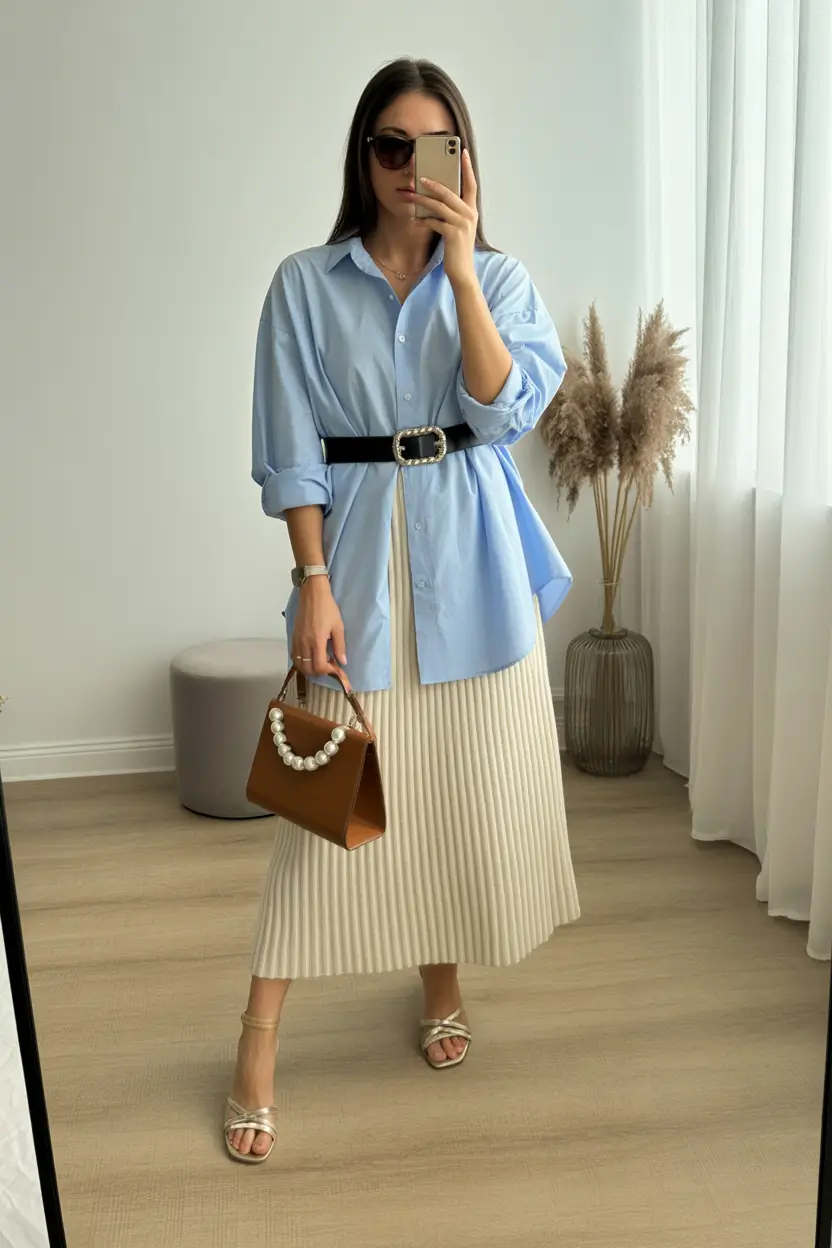 Modern spring office outfits 2026 Soft Neutrals With a Modern Belted Twist