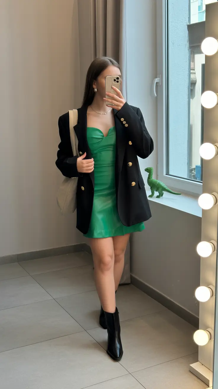 natural spring going out outfits 2026 Structured Blazer over a Fresh Spring Dress