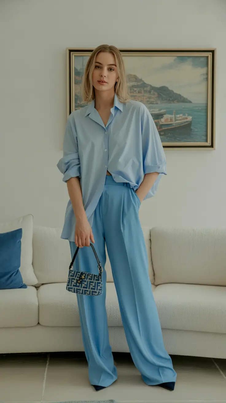 natural spring going out outfits 2026 Dreamy Monochrome Blue for Relaxed Spring Nights