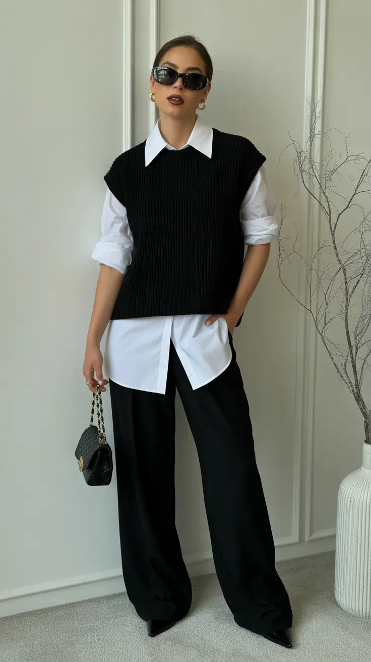 natural spring going out outfits 2026 Monochrome Black-and-White for Cool Spring Nights