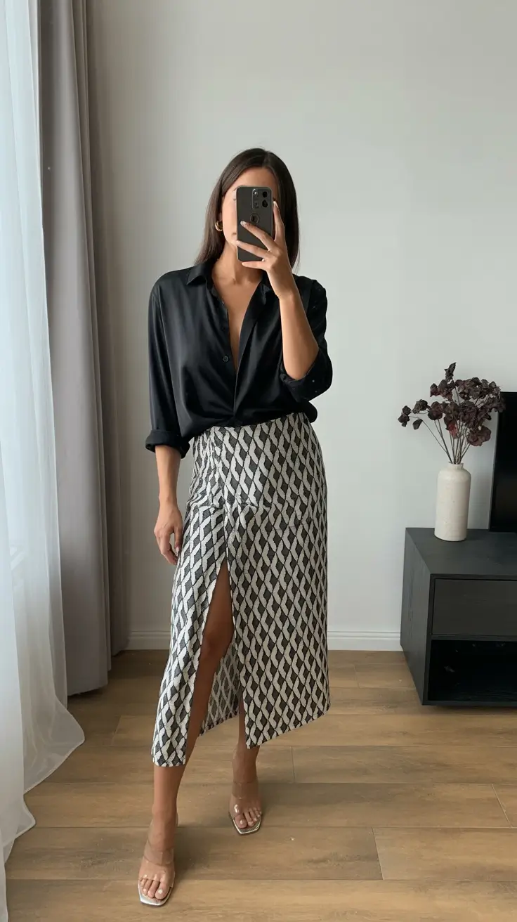 natural spring going out outfits 2026 Elegant Patterned Skirt with Modern Ease