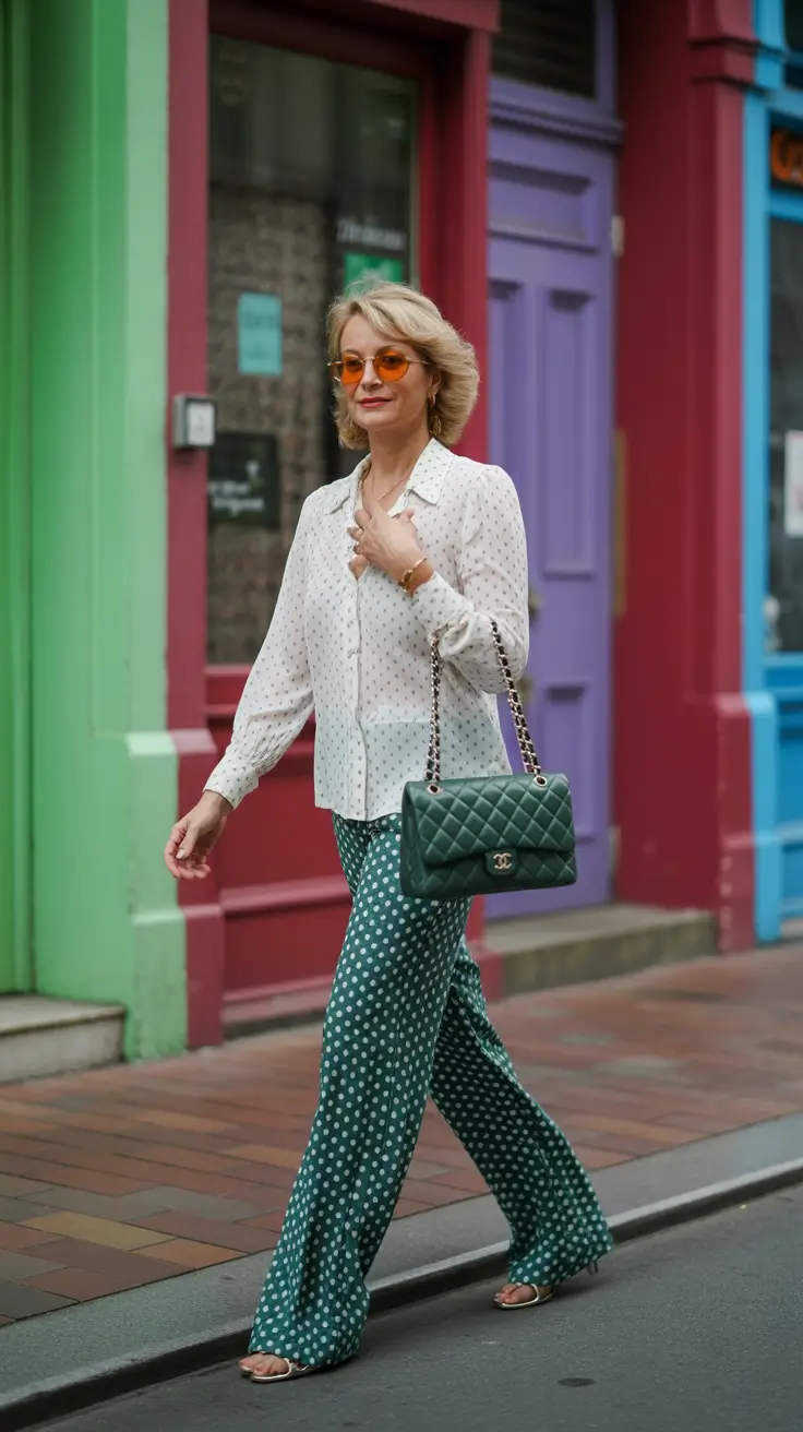 natural spring outfits for women over 50 2026 Polished Preppy With Playful Pattern Energy